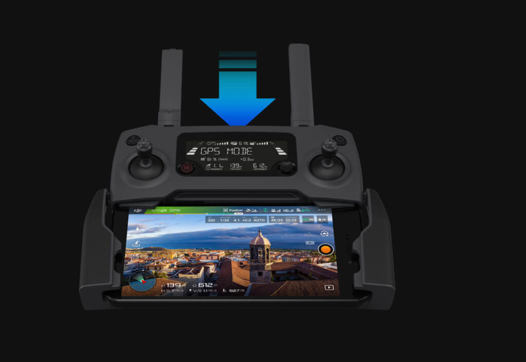 قابلیت دانلود سریع کنترلر هلی شات مویک پرو 2 کمبو DJI Mavic 2 Pro Combo