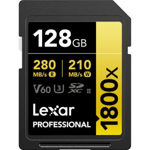 Lexar 128GB Professional 1800x UHS-II SDXC Gold Series